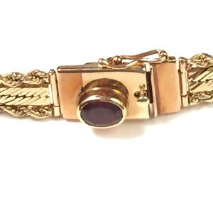 Custom Made 14K Gold & Garnet Luxury JTS Bracelet